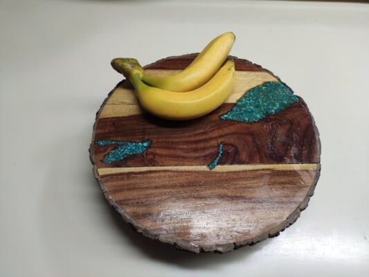 Lazy Susan with Turquoise Inlay For Sale