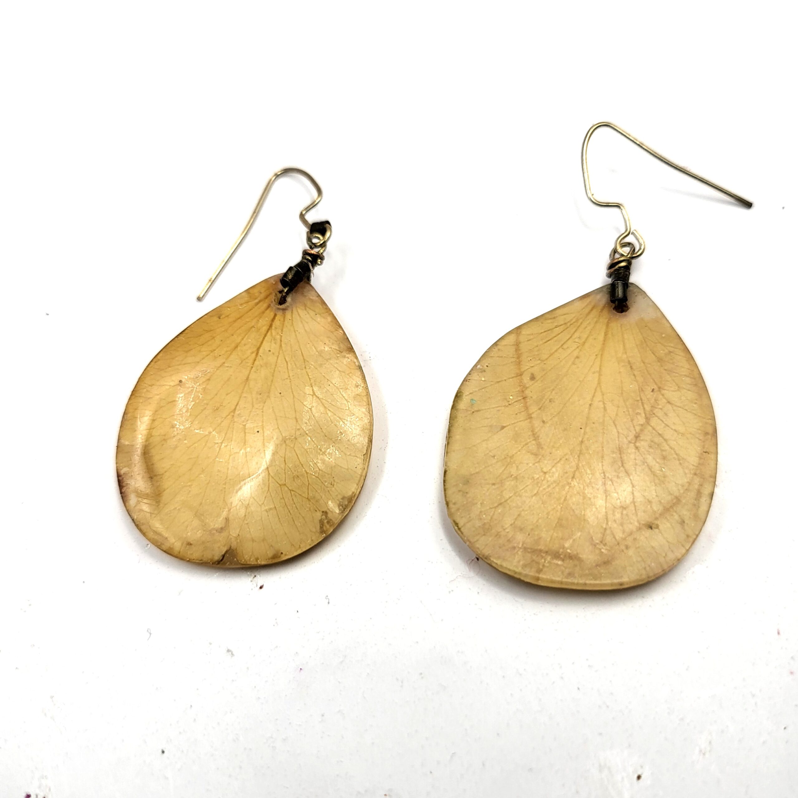 Yellow Rose Petal Earrings Angled scaled