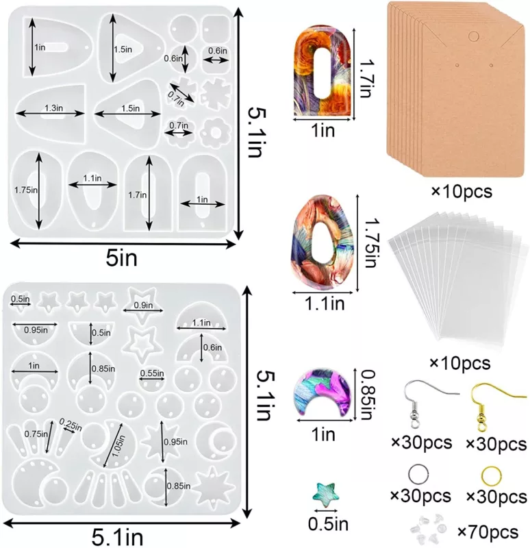 Barborui Resin Earrings Molds Kit 1